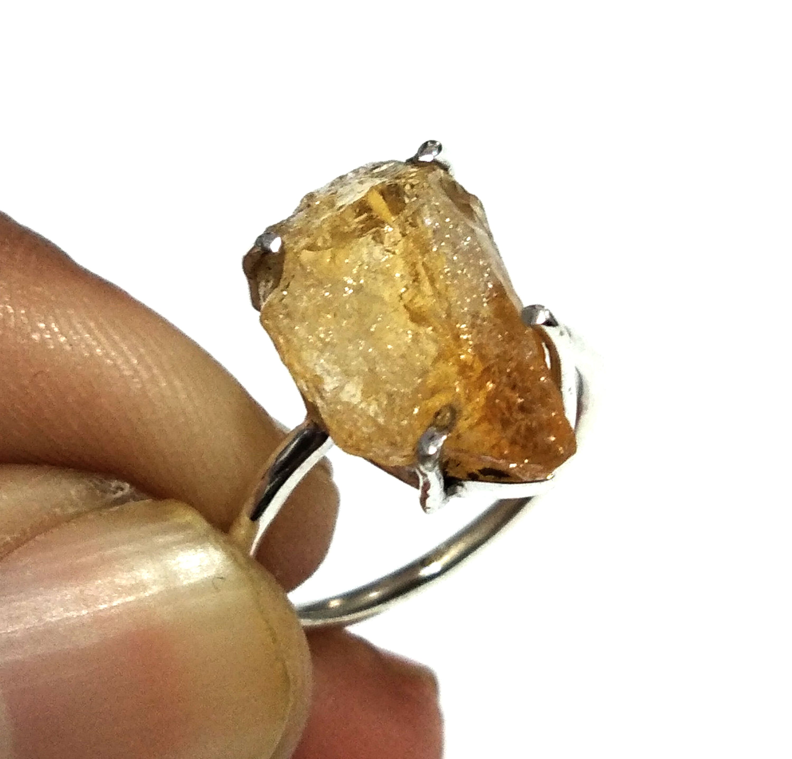 Natural Rough Citrine Gemstone Ring, 925 Solid Sterling Silver Ring, Citrine Stone Size 18x9 mm Handmade Ring, Gift Wedding Ring Jewelry